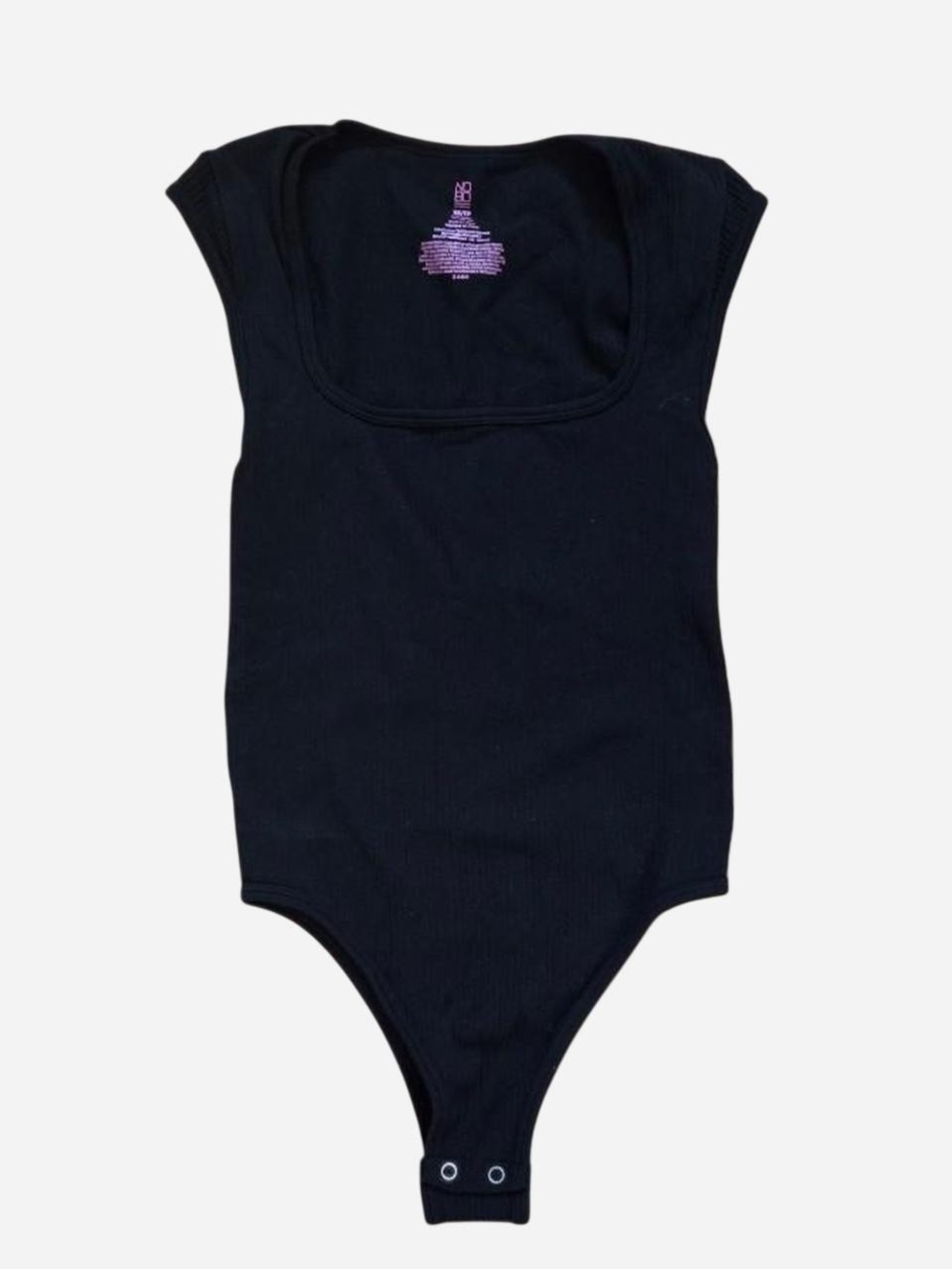 Black Ribbed Scoop Neck Bodysuit